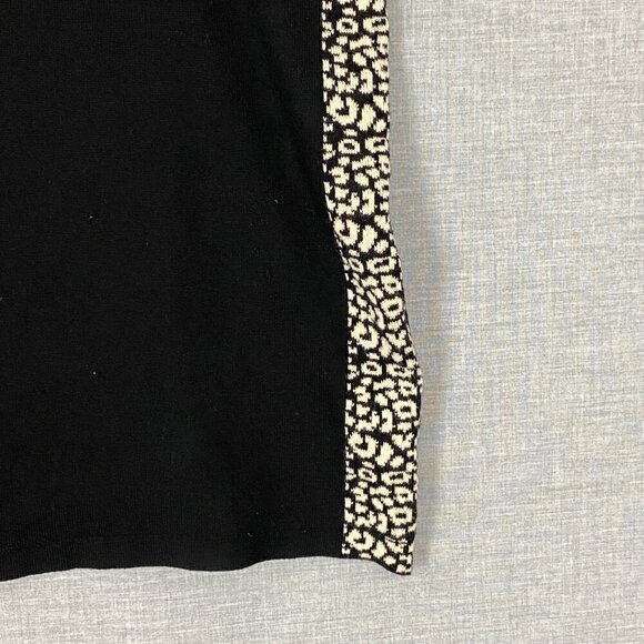 Gabby Skye Sweater Dress Sz Medium Knee Length Half Sleeve Black / Leopard Print - Picture 9 of 11
